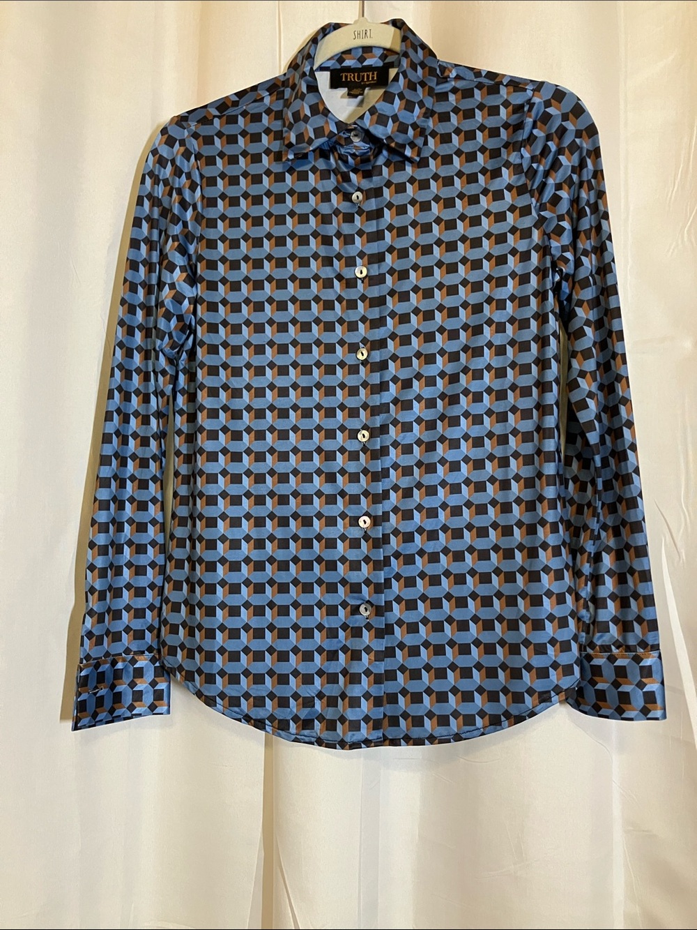 Truth Blue and Black Geometric Button-Down Shirt